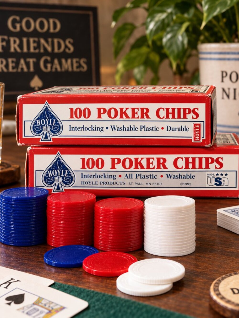 ♠️ Vintage Hoyle Poker Chips – 2 Box Set | 200 Total Chips ♠️